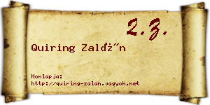 Quiring Zalán névjegykártya